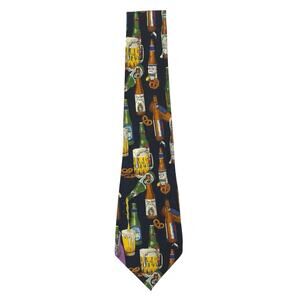 EUC - Vintage Nicole Miller Pub Themed Silk Tie